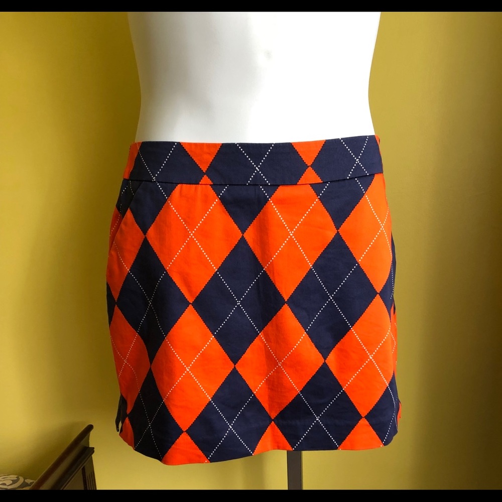 LOUDMOUTH Blue Orange Argyle Golf Skort sz 8